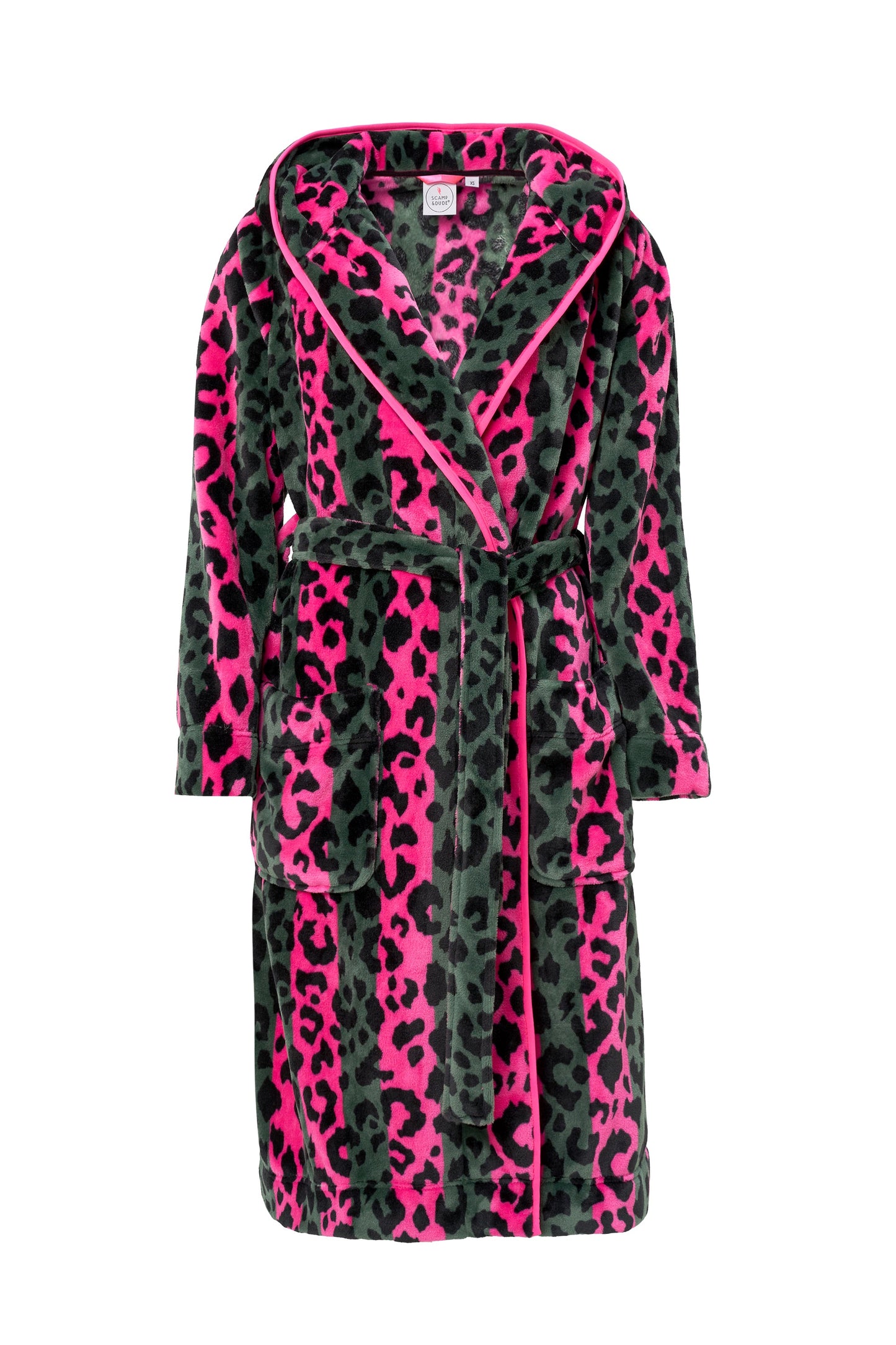 Khaki with Pink Stripe and Leopard Dressing Gown