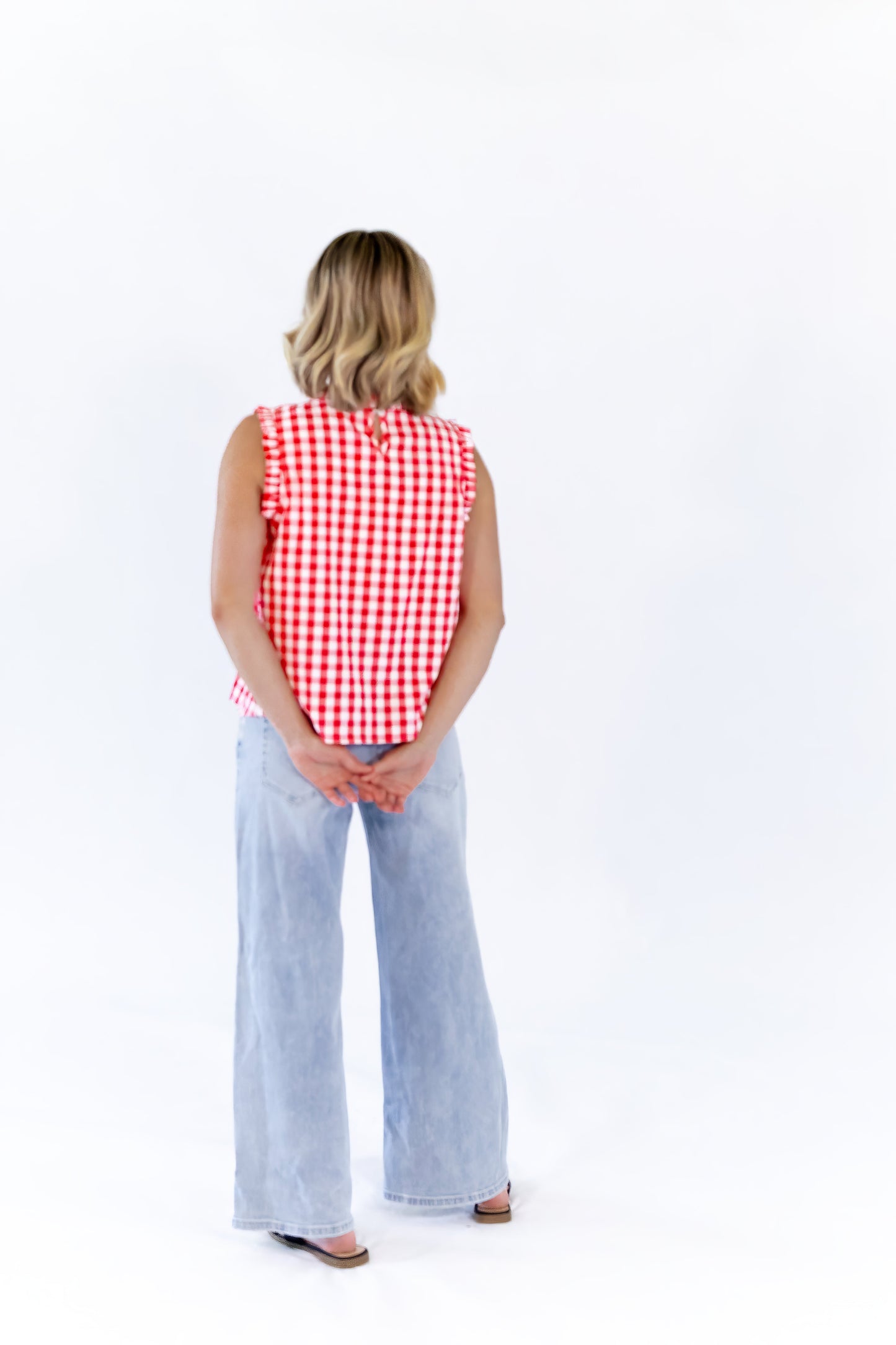 Laury Gingham Pintuck Top