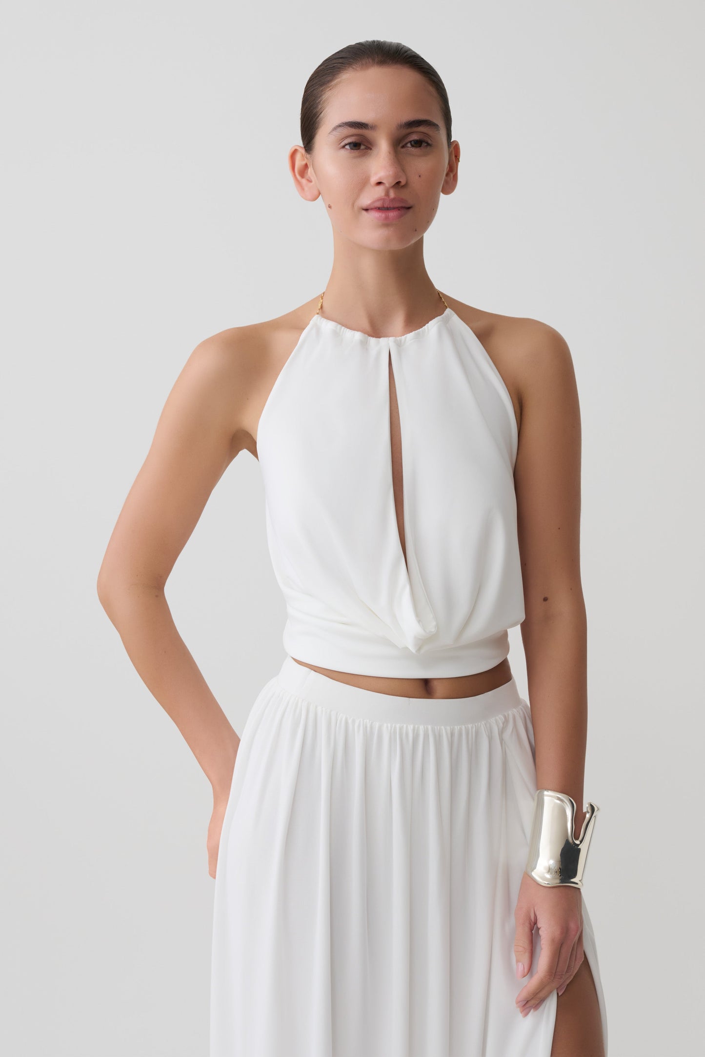 Banks Halter Neck Top With Hardware - White