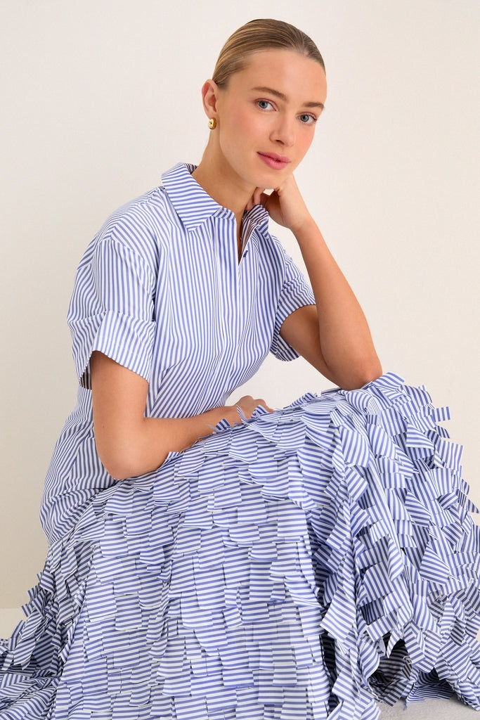 Blue Stripe Lorelai Midi Dress