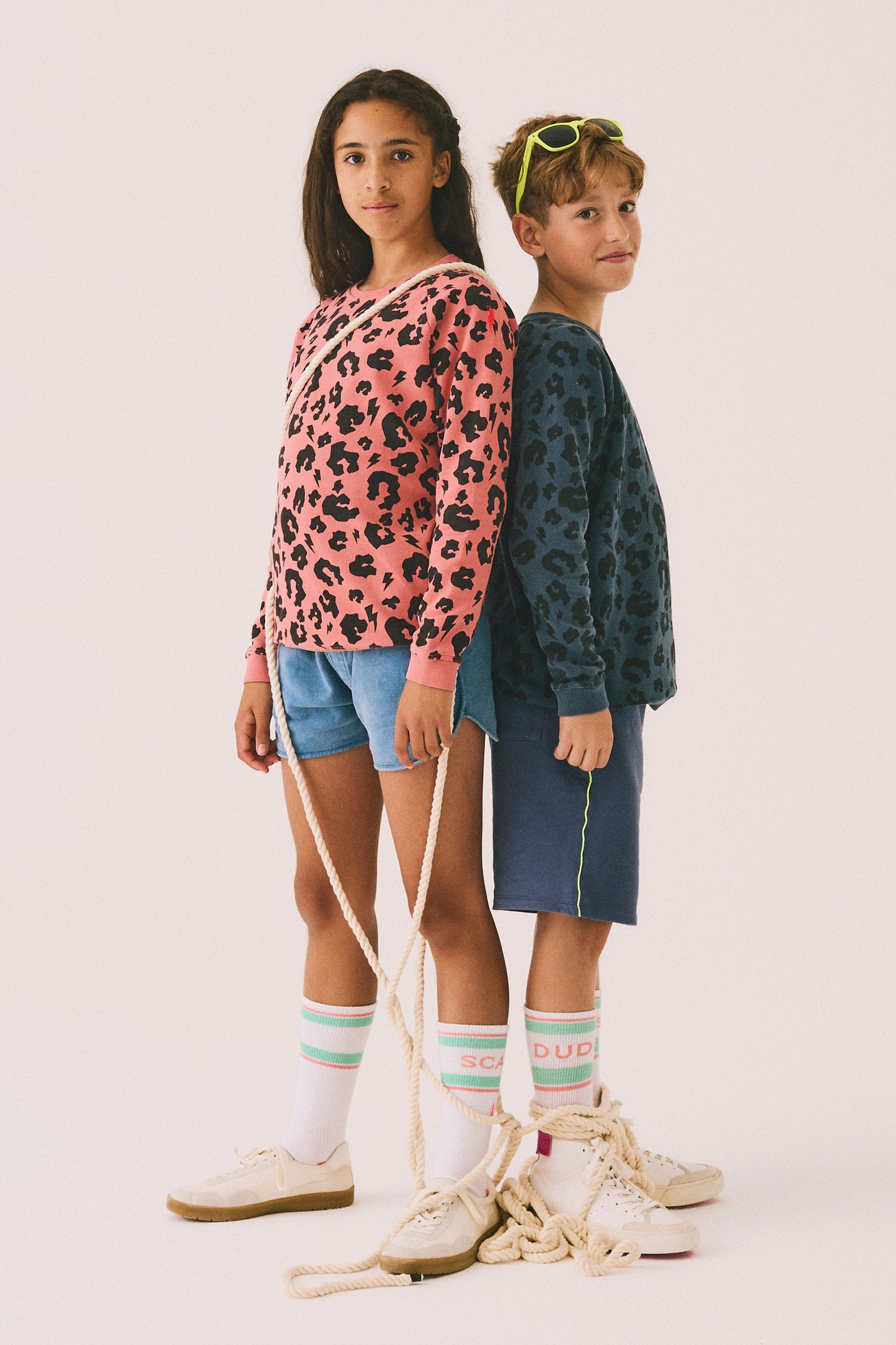 Big Kids Coral with Black Leopard Classic Sweatshirt