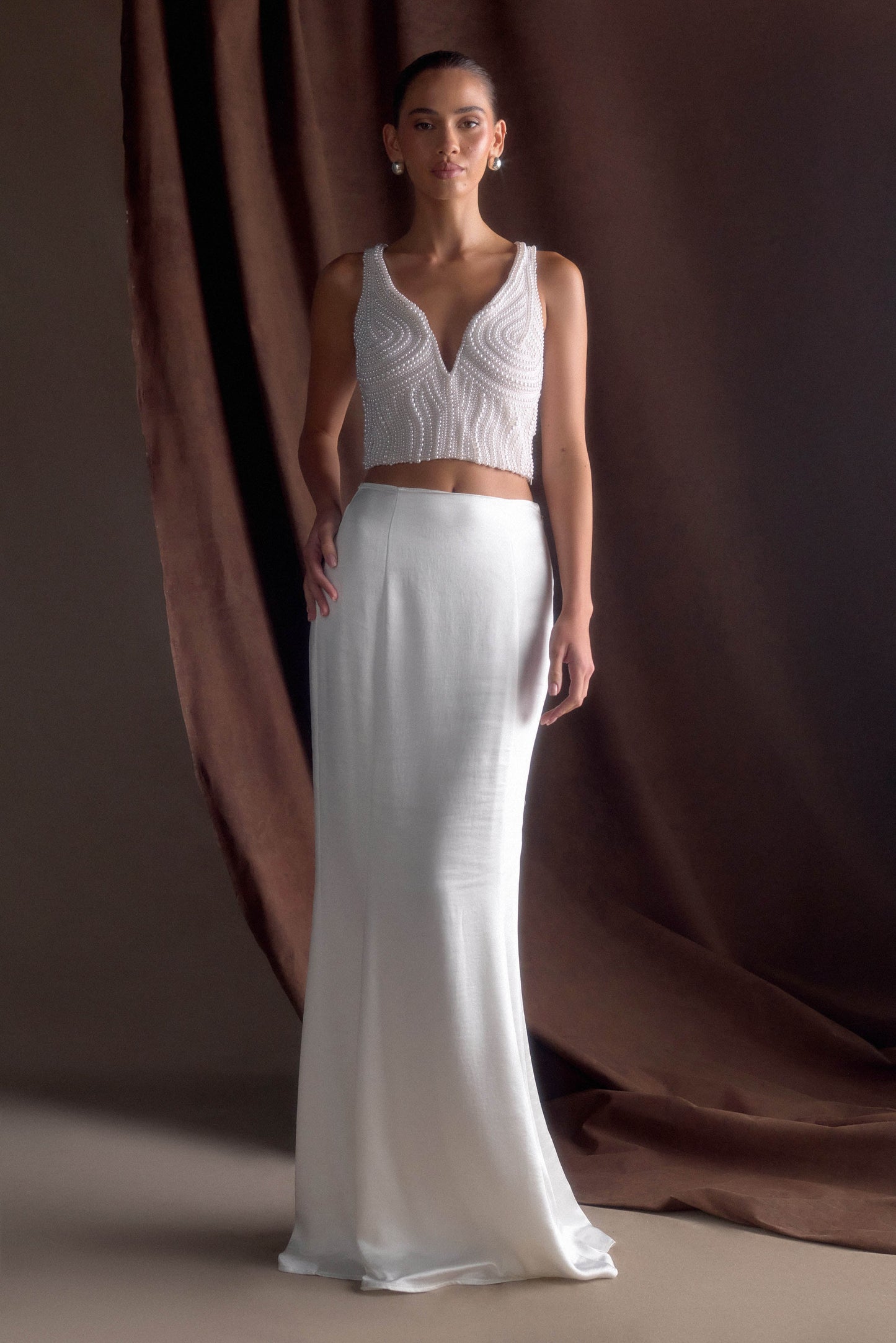 Kathia Pearl Hand Beaded Top - White