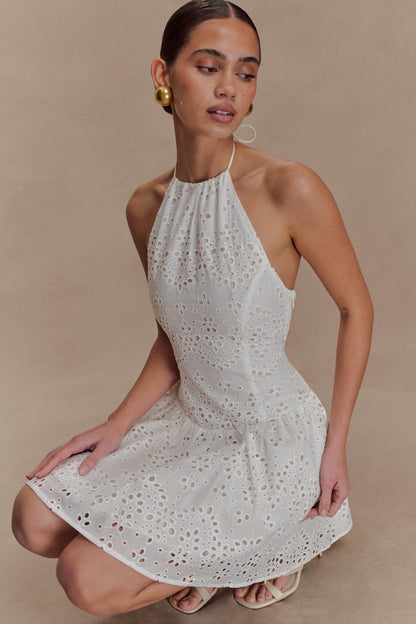 Carlina Broderie Mini Dress - White