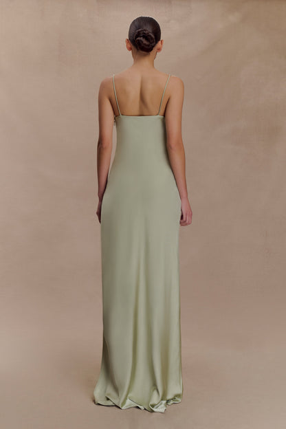 Isadora Lace & Satin Maxi Dress - Sage