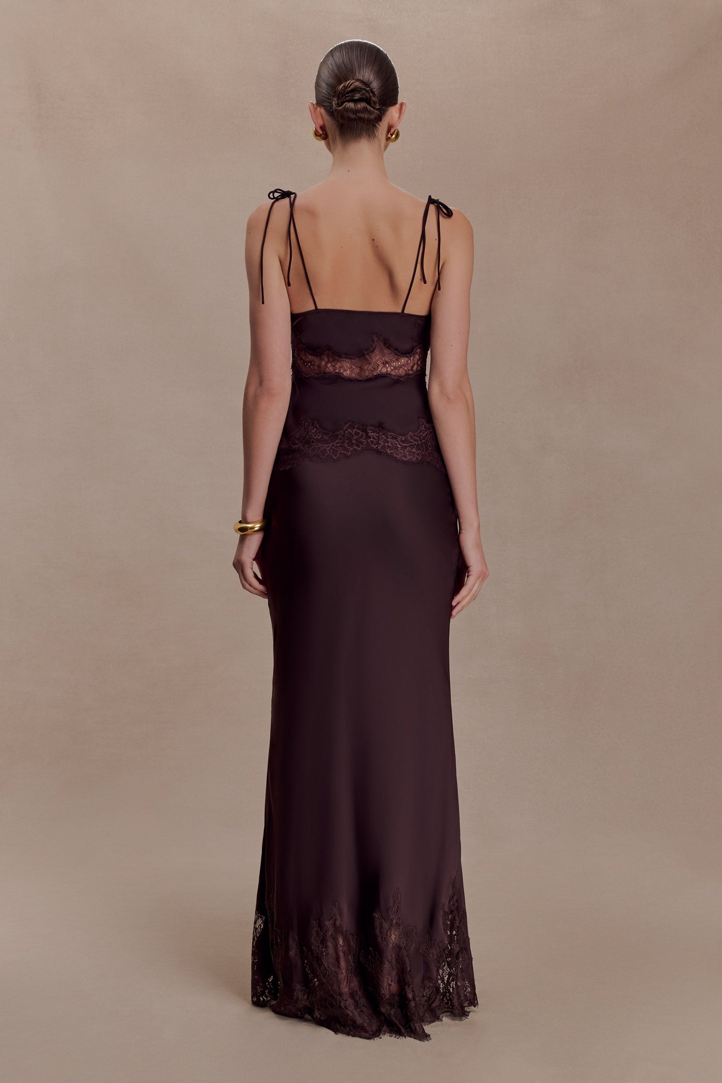 Nina Satin And Lace Camisole - Chocolate
