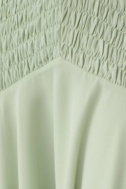 Evelyn Shirred Chiffon Maxi Dress - Sage