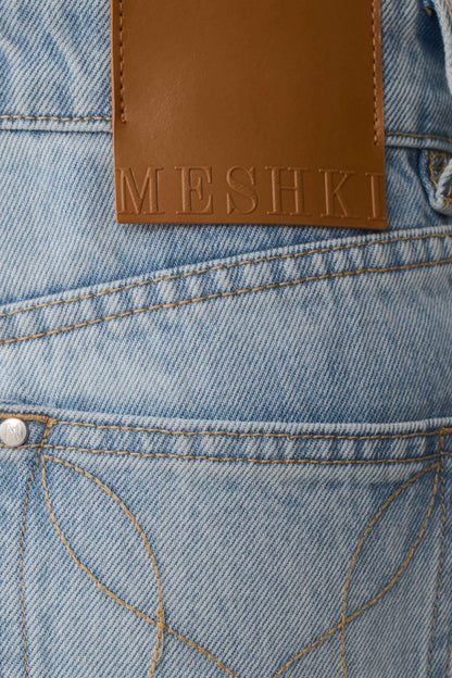 Sebastian Straight Leg Denim Jeans With Fray Hem - Washed Light Blue