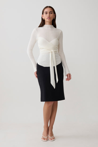 Lawson Wrap Knit Long Sleeve Top - White