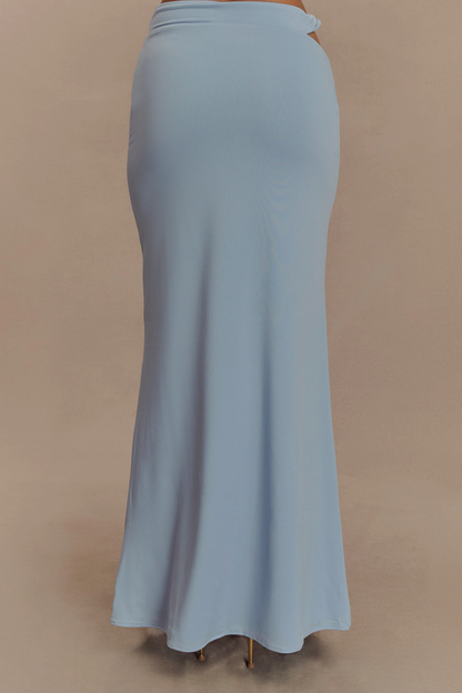 Haven Slinky Twist Midi Skirt - Pale Blue