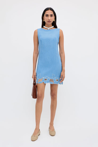 Bingley - Daisy Cutwork Embroidery Blue