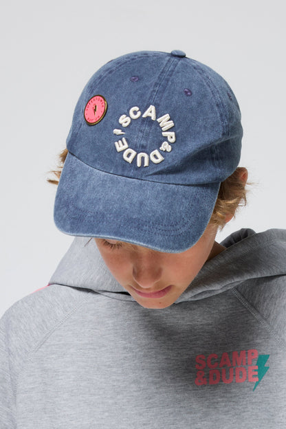Washed Blue Graphic Logo Cap