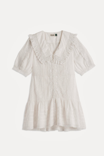 Dove  -  Pansy Embroidery White