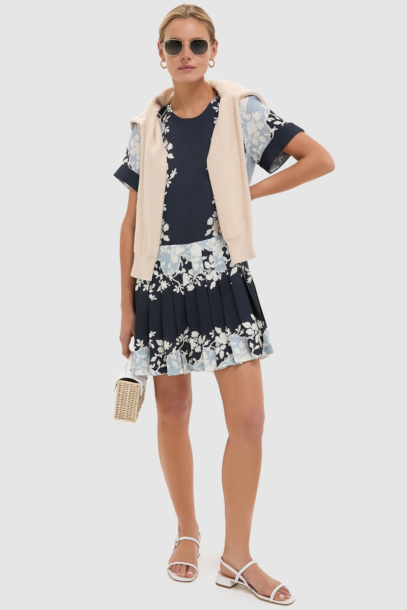 Blue Fog Pleated Liza Dress