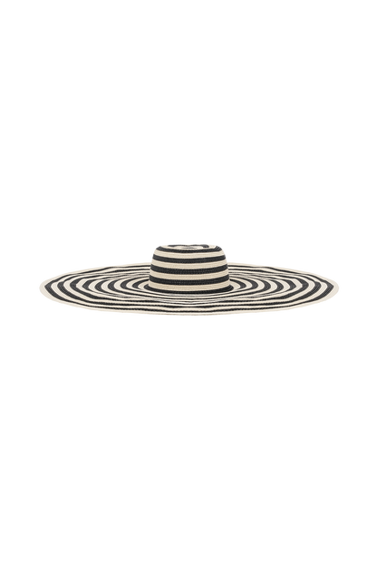 Cecil Straw Maxi Hat - Black And Neutral Stripe