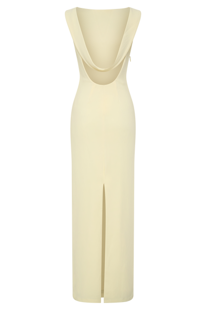 Galilea Crepe Draped Maxi Dress - Lemon