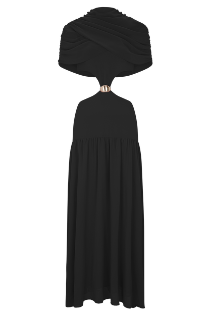 Georgina Chiffon Midi Dress - Black