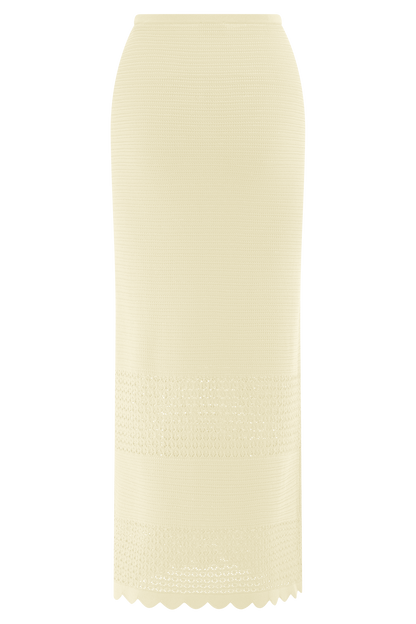 Madeline Scallop Knit Midi Skirt - Ivory