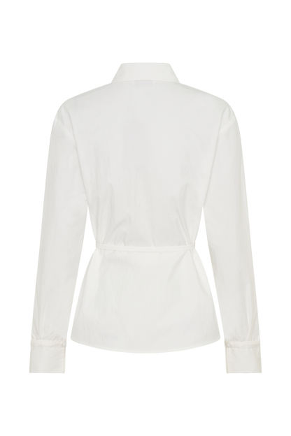 Millie Tie Back Cotton Shirt - White