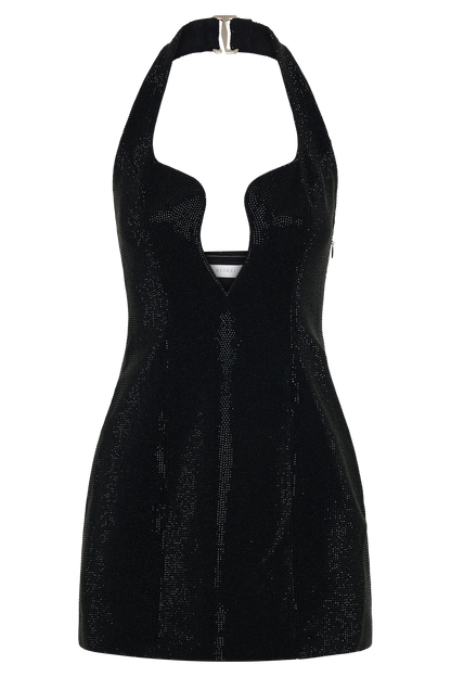 Raina Diamante Halter Mini Dress - Black