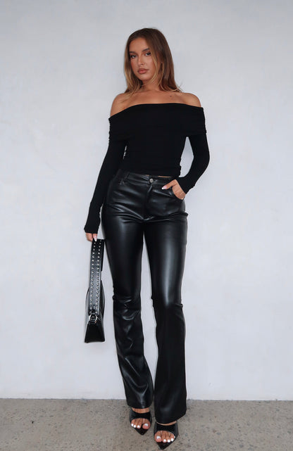 Good Luck Guaranteed PU Pants Black