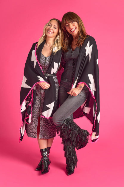 Scamp & Dude x Davina McCall Black with White Lightning Bolt Charity Super Scarf