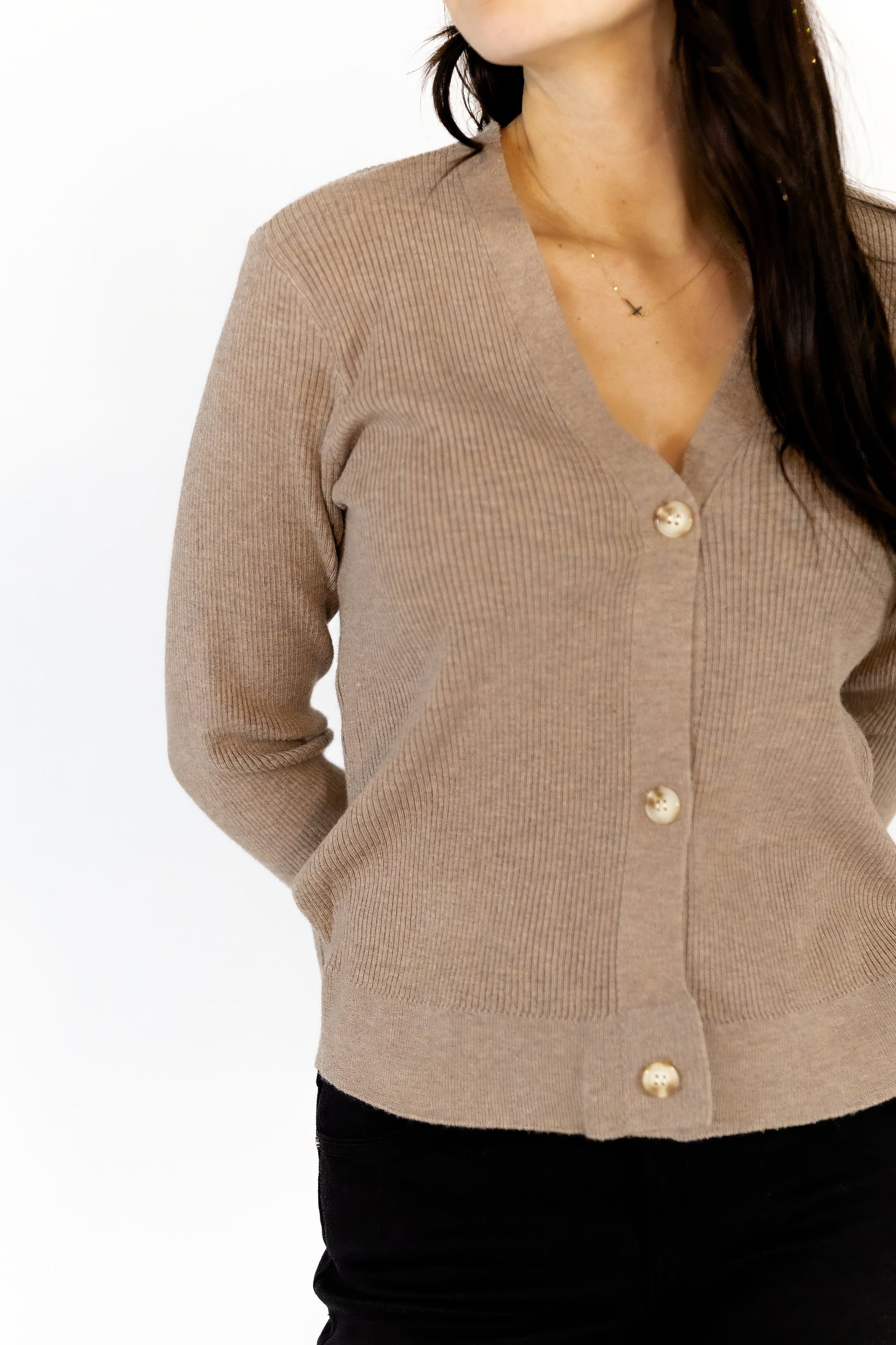Latte Button Down Cardigan
