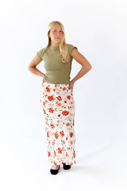 Ava Ribbed Exposed Seam Tee · Olive Green