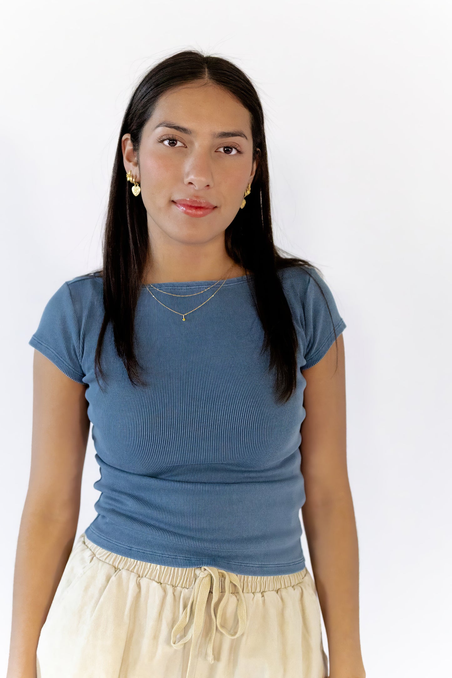 Amelia Ribbed Top · Vintage Blue  ⭐︎ Restocked