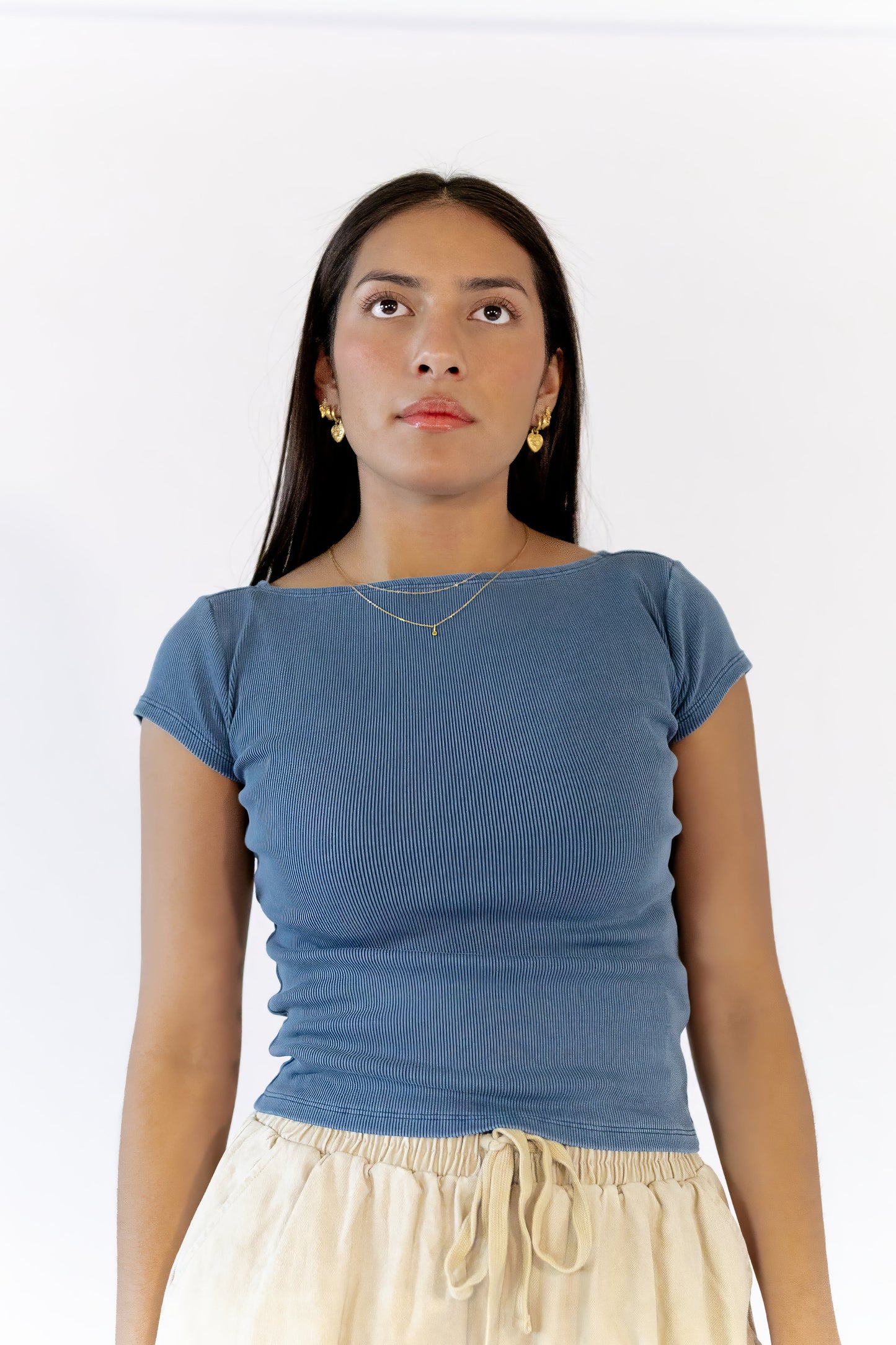 Amelia Ribbed Top · Vintage Blue  ⭐︎ Restocked