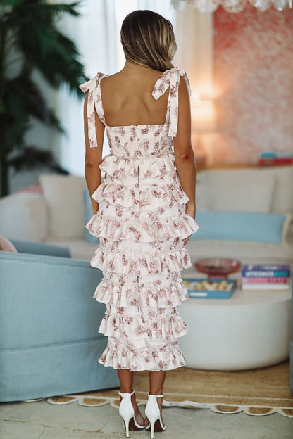 She's Stunning Floral Midi Dress  - Rose