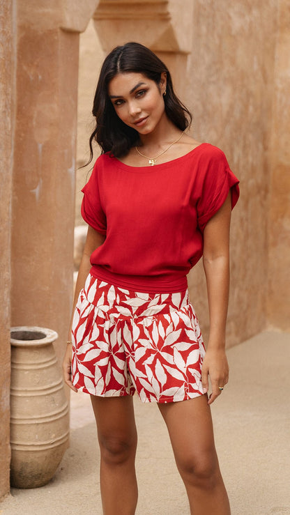 Elya Shorts - Laleen Red