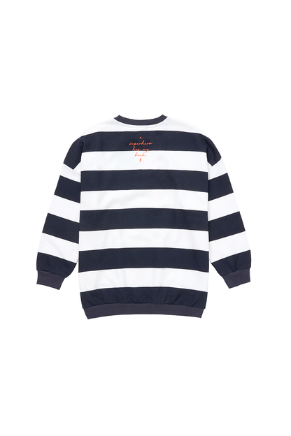 Kids Navy with White Stripe and Rainbow Bolt Oversized Sweatshirt