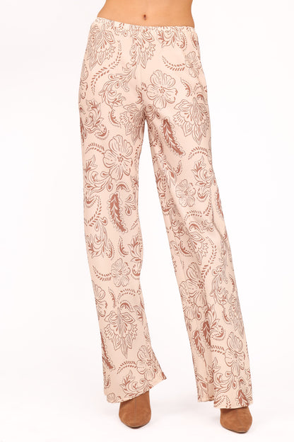 Rosalie Satin Pant - Brown Paisley