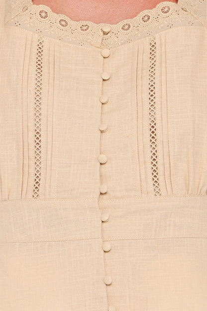 Luke Button Top - Khaki